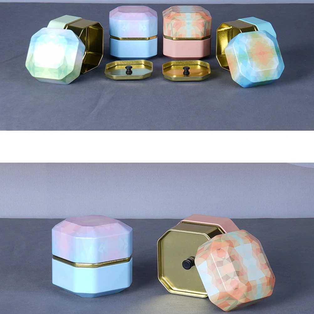 

4pcs Tea Storage Box Tinplate Sealed Container Practical Holder Canister Kitchen Accessories Tea