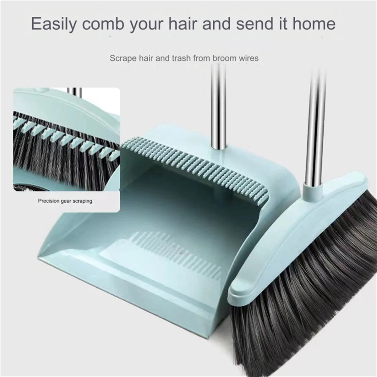 Dustpan Broom Set Floor Wiper Household Cleaning Long Handle Cleaning Set for Lobby Household Kitchen Cleaning Blue