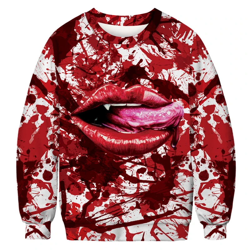 

New Halloween Blood Drop 3d Print Digital Printed Round Neck Men's T-shirt Casual Long Sleeve Autumn Cosplay Apparel Tops Shirts