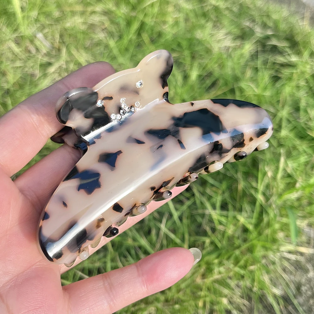 

Vintage Acetate Cat Rhinestone Oversize Hair Clip Claw For Women New Fashion No Slip Ponytail Barrettes Hair Accessories Tool