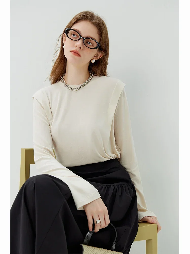 FSLE Top lavorato a maglia a maniche lunghe per le donne 2023 Nuovo autunno vestito Temperamento maglione lavorato a maglia sottile Grigio Giallo