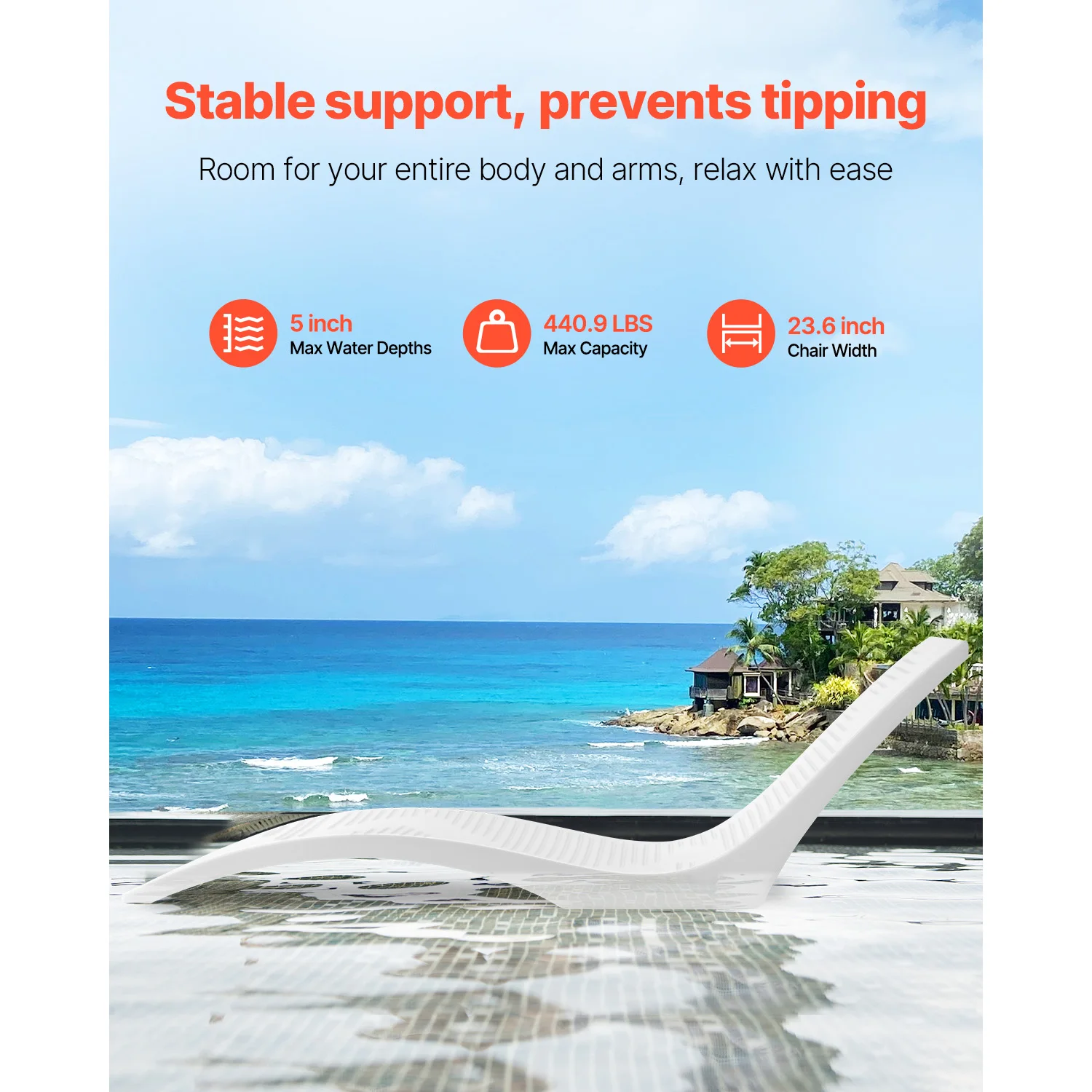 SucceBuy In-Pool-Loungesessel, 2er-Set, Chaiselongue, fest in Pools und auf Wasser schwimmend, geeignet für alle Pooltypen am Pool