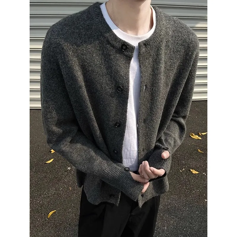 Cleanfit Breasted Knitted Cardigan Men's Autumn Lazy Style High-end Heavy Sweater Jacket