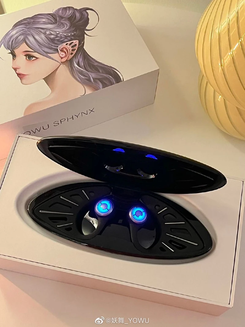 YOWU Sphynx True Wireless Bluetooth Earphones Elf Black Comics LED Smart Stereo Music Ear Hook TWS Headphone Support APP