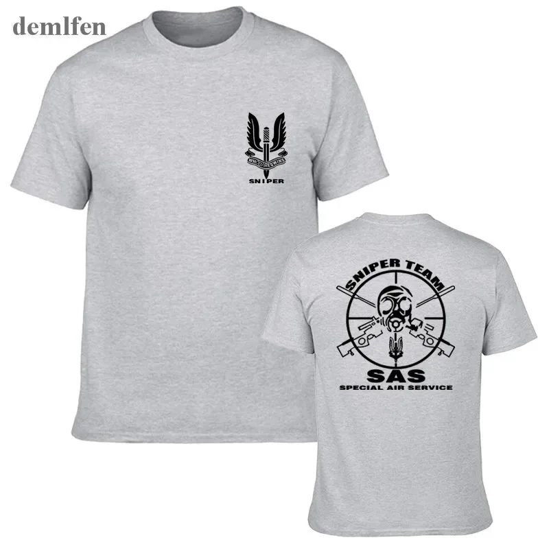 High Quality SAS Special Air Service T Shirt Men Two Sides British Army Special Forces Sniper Gift Casual Tee Shirt USA Size