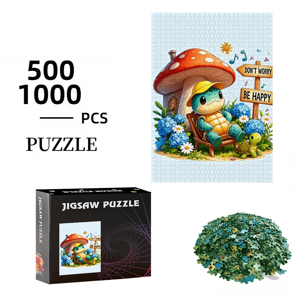500 قطعة/1000 قطعة من أحجية الصور المقطوعة لبيت الفطر والسلحفاة |   لغز عالي الجودة لأعياد الميلاد والهالوين وعيد الميلاد وعيد الشكر