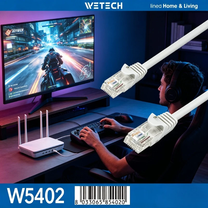 Cavo Ethernet CAT5e con segnale stabile, 1000Mbps, RJ45, cavo di rete LAN, lunghezza opzionale 2/3/5/10M, cavo di collegamento per dispositivi di gioc