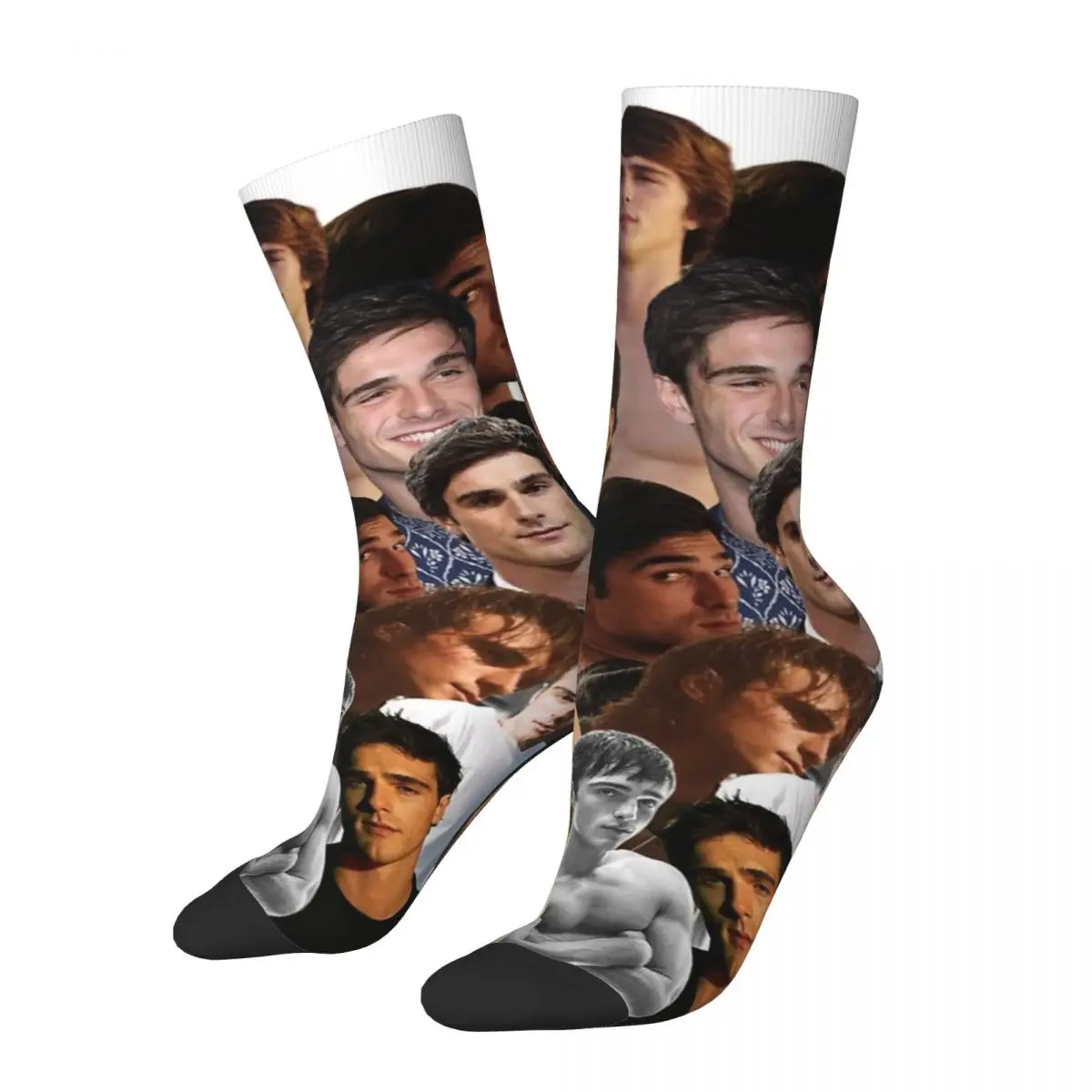 

Crazy Design Jacob Elordi Photo Collage Soccer Socks Polyester Long Socks for Unisex Sweat Absorbing