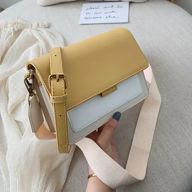 SL03 Contrast color Leather Crossbody Bags For Women Travel Handbag Fashion Simple Shoulder Messenger