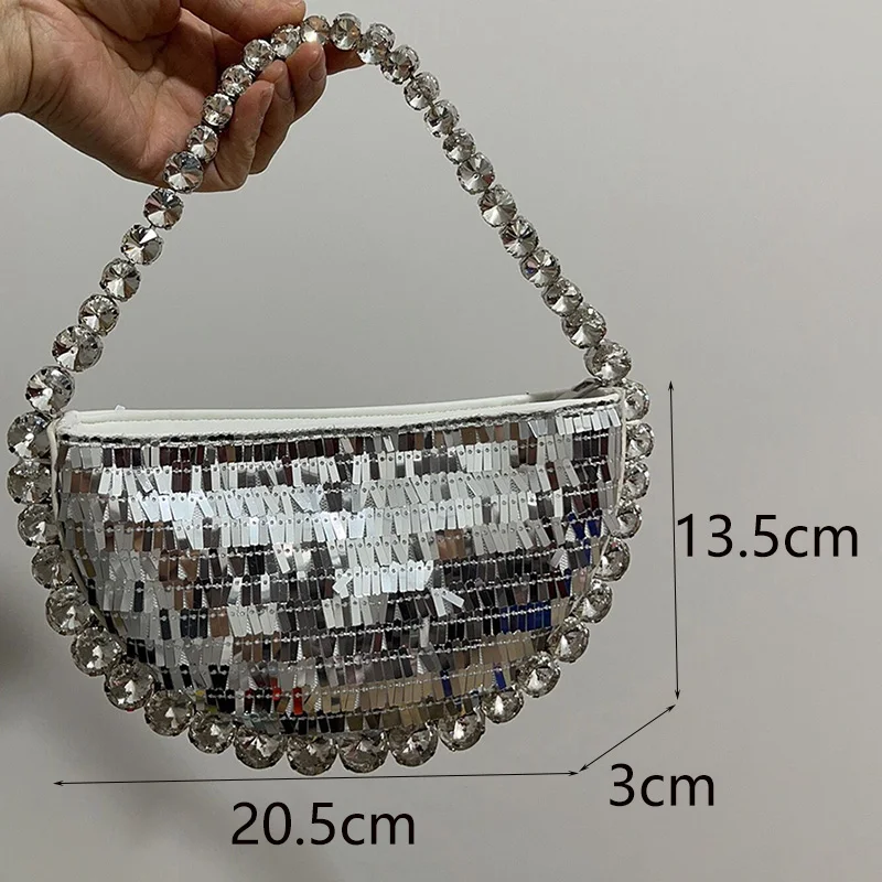 Ladies' new super shiny underarm bag ins rhinestone shoulder bag fashionable diamond inlaid handbag street trend chain bag