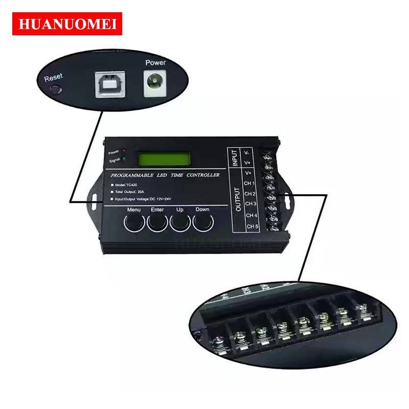 TC420 TC421 للبرمجة LED الوقت تحكم حوض السمك الإضاءة الموقت TC420 باهتة DC5V-24V AC90-240V واي فاي 5 قناة الإخراج