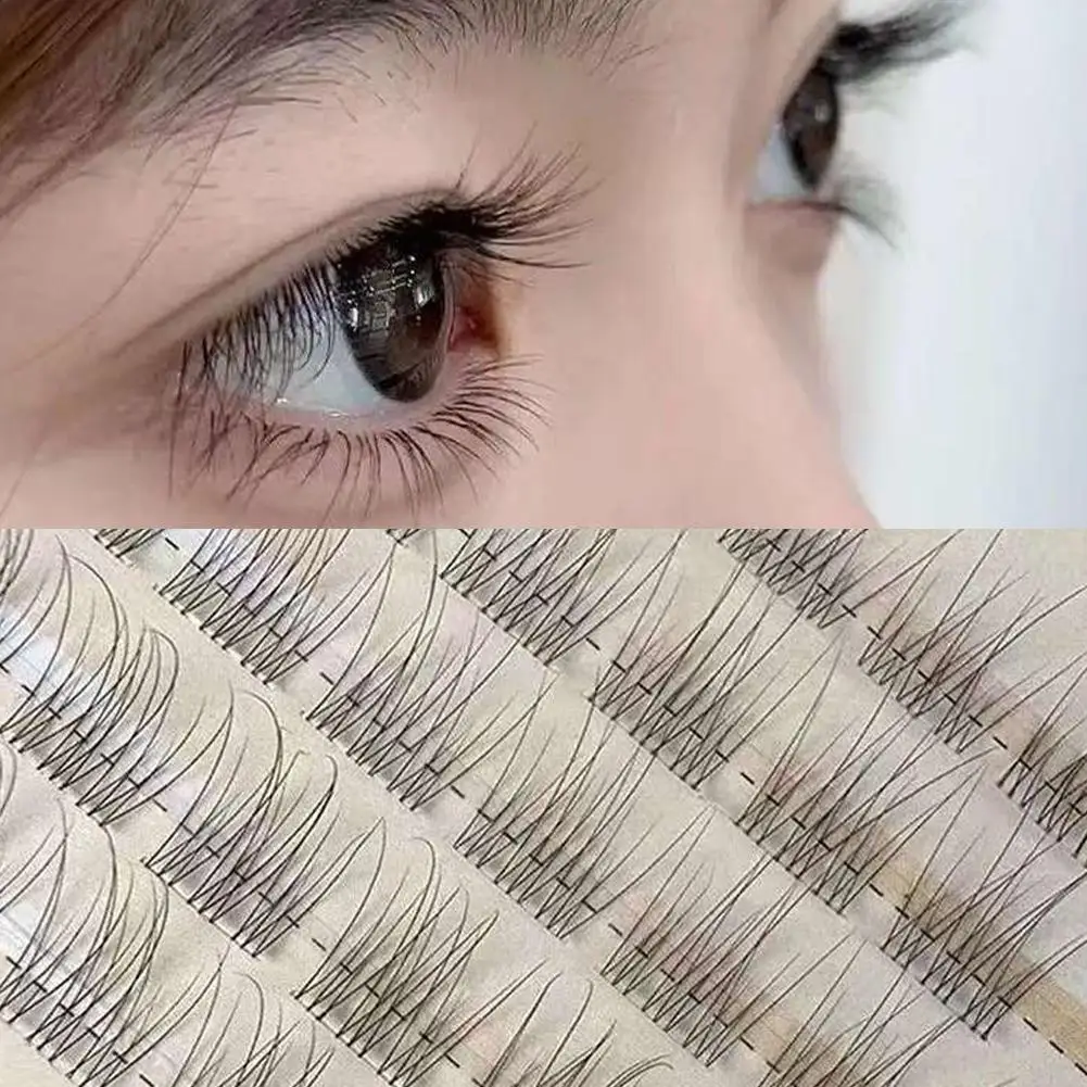 Neue natürliche Cluster-Fischschwanz-Typ, kleberfrei, selbstklebend, falsche Wimpern, Wimpernverlängerung, Make-up, natürlicher Cluster