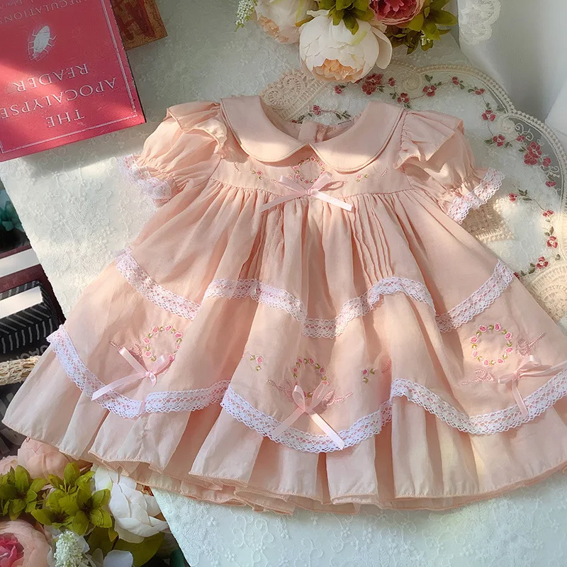 

2-7T spring autumn summer children kids girls cotton short sleeve party dress