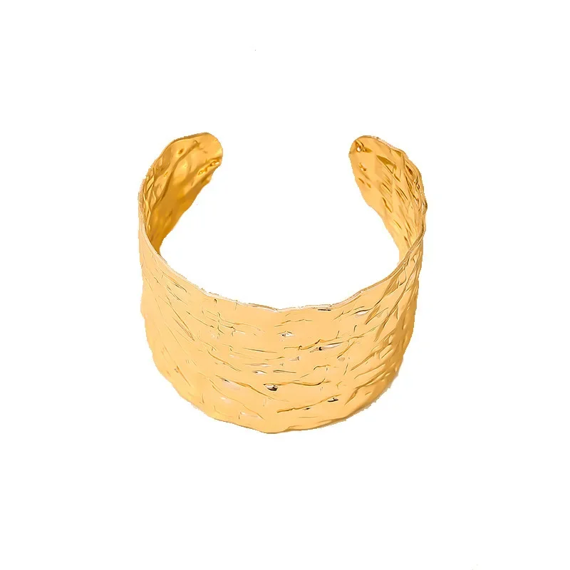 Bracciale con polsino in metallo pieghettato irregolare per donna edizione larga regalo per feste esagerato gioielli di moda per le vacanze DB010