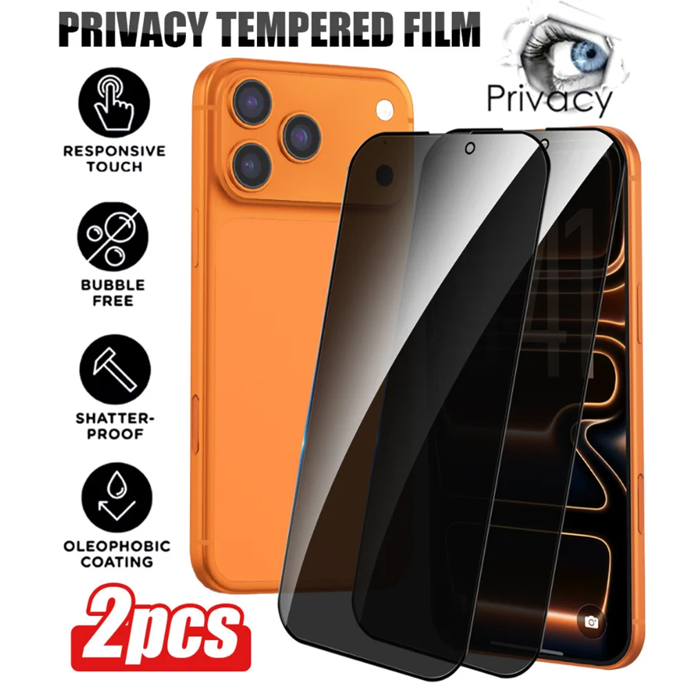 NNBILI 2er-Pack Schwarzer Sichtschutzfolie mit Rand, Siebdruck-Displayschutzfolie, Geeignet für iPhone 17 16 15 14 13 12 Pro MAX Serie