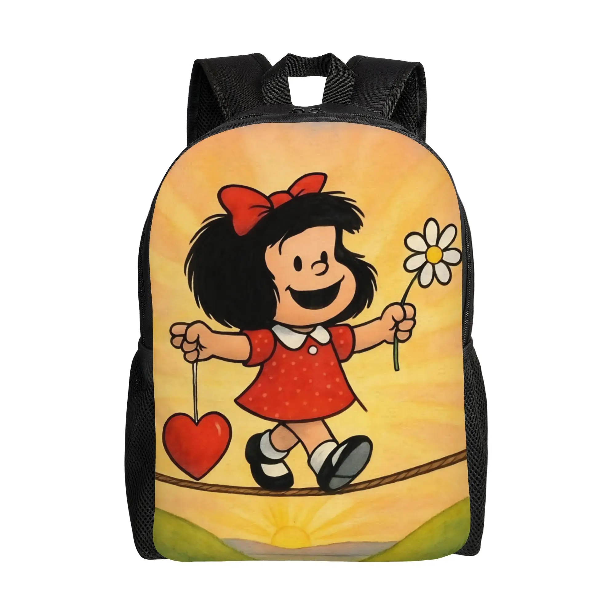 Mafaldas Love Smile Fashion Backpack Outdoor High School Hiking Travel  Daypack for Men Women Laptop Canvas Bags