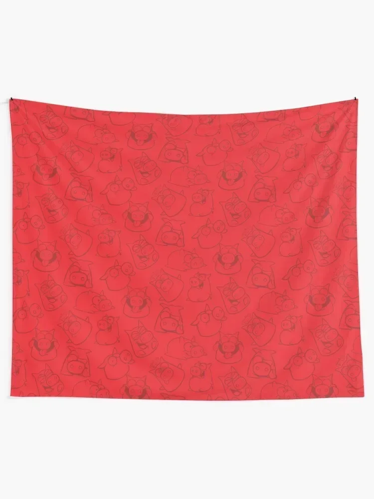 Funny Pig Cartoon Expressions Pattern (Red) Tapestry Wallpapers Home Decor Cute Room Decor Tapestry