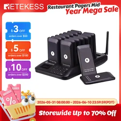 RETEKESS TD157 Wireless Restaurant Pagers Calling System Coasters Buzzer Beeper Receivers for Food Trucks Fast Food Cafes Bars