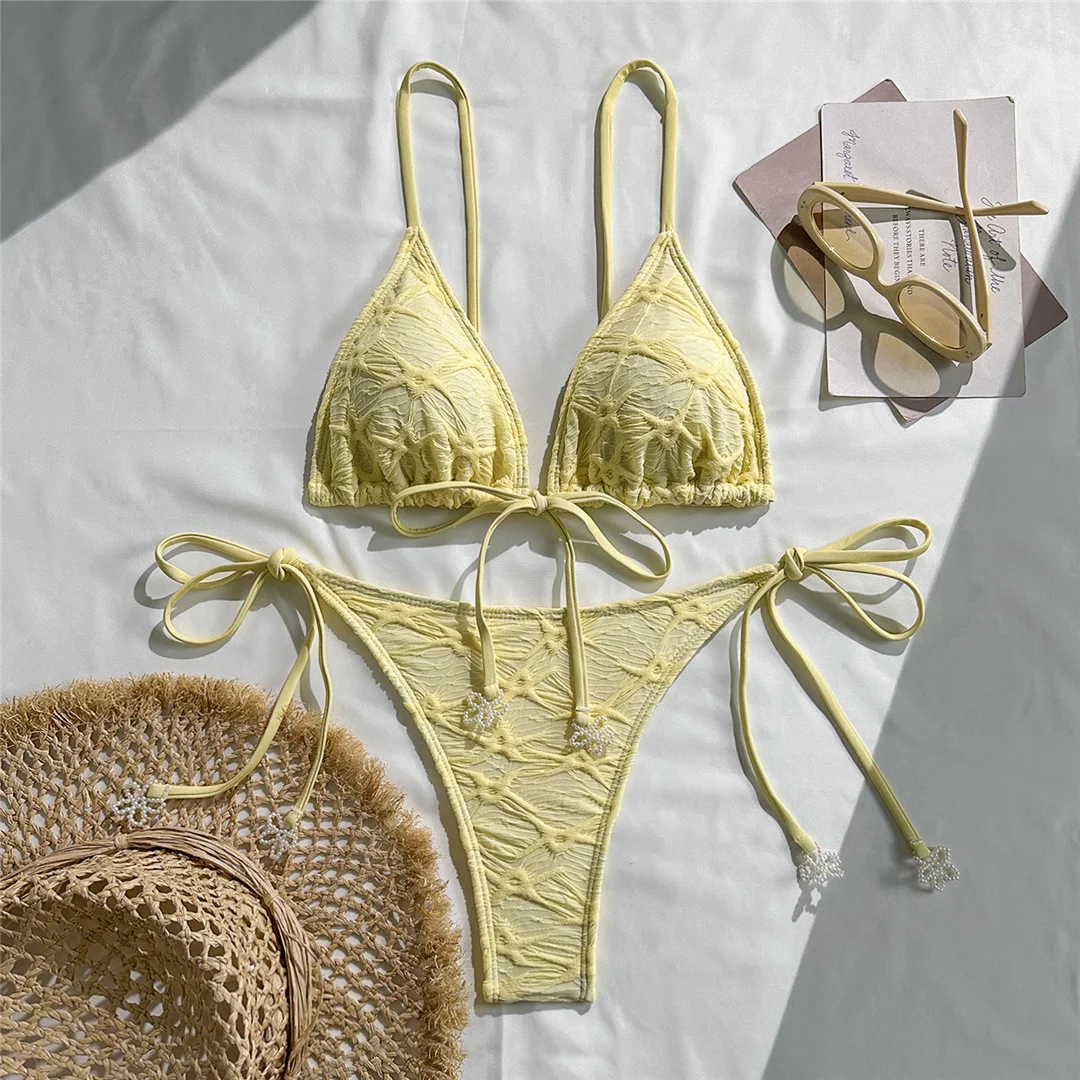 5 Farben, Neckholder-Bikini mit Falten, zweiteiliger Damen-Badeanzug, Badebekleidung für Damen, Badeanzug mit hohem Beinausschnitt, Badeanzug, Modell V7596 – Detail 16