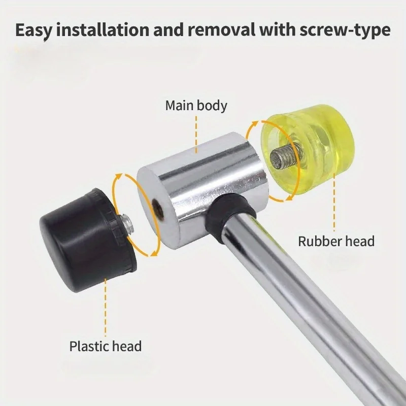 

Набор из 2-х двусторонних мягких молотков 25 мм, резиновый молоток, мягкий молоток для домашнего ремонта и монтажа, ручной инструмент