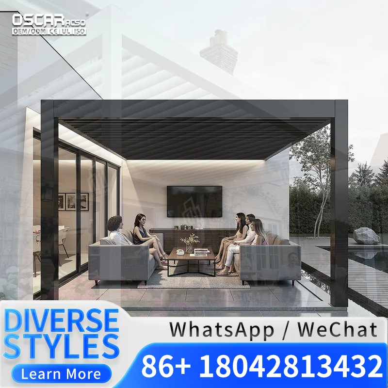 Wholesale Price Customized Modern Design Motorized Aluminium Louvered  for Patio Garden Backyard Pergola