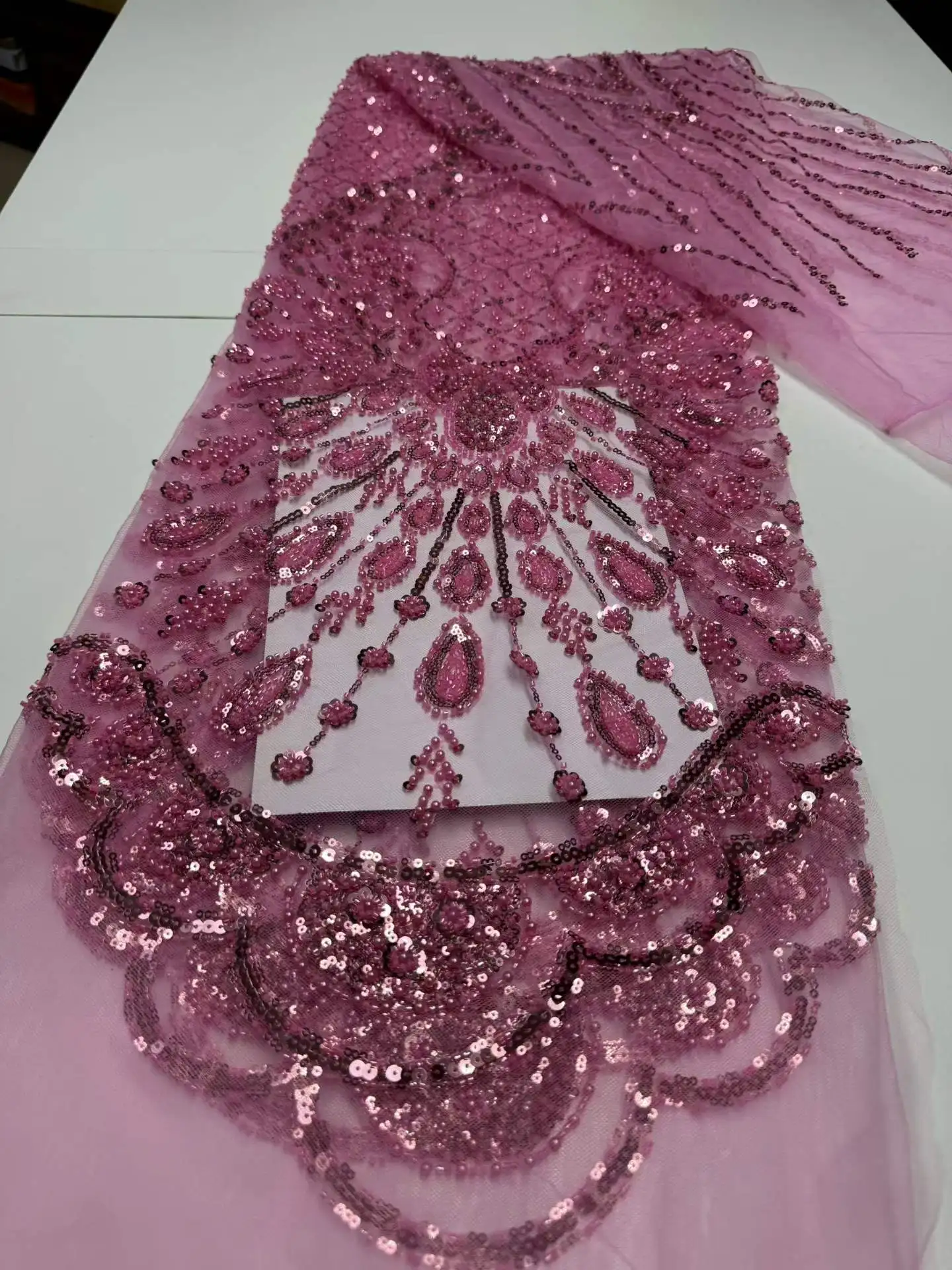 Bubble Bead beading sequin Mesh Fabric for Wedding Dress clothing veil design cloth diy by the yard Sewing Material
