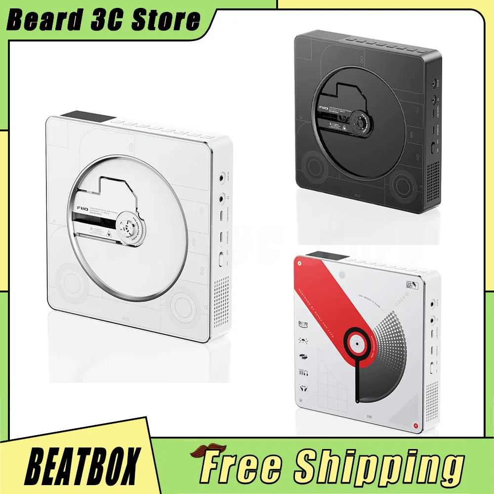 Reproductor de CD Fiio Beatbox, Reproductor de Audio Bluetooth Integrado, Reproductor HiFi Walkman, Tocadiscos, Sonido Estéreo con Bajos Potentes, Dial de Acero