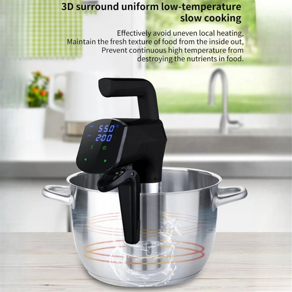 AA25 Vakuum-Sous-Vide-Kocher, LCD-Touch-Digitalanzeige, Tauchzirkulator, präzises Kochen, wasserdichter Slow Cooker, B, UK-Stecker