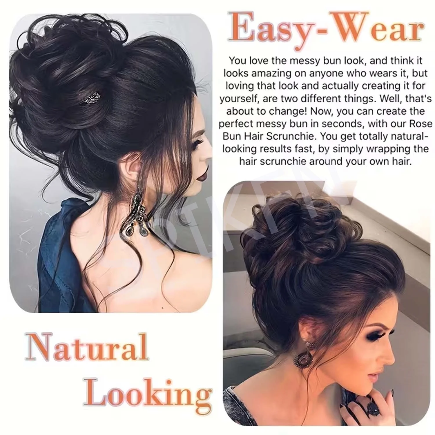 Bun Hair Piece Real Human Hair Layered Wavy Curly Hair Buns for Women Thick Updo Hairpiece for Daily Wear  Ponytail Extension