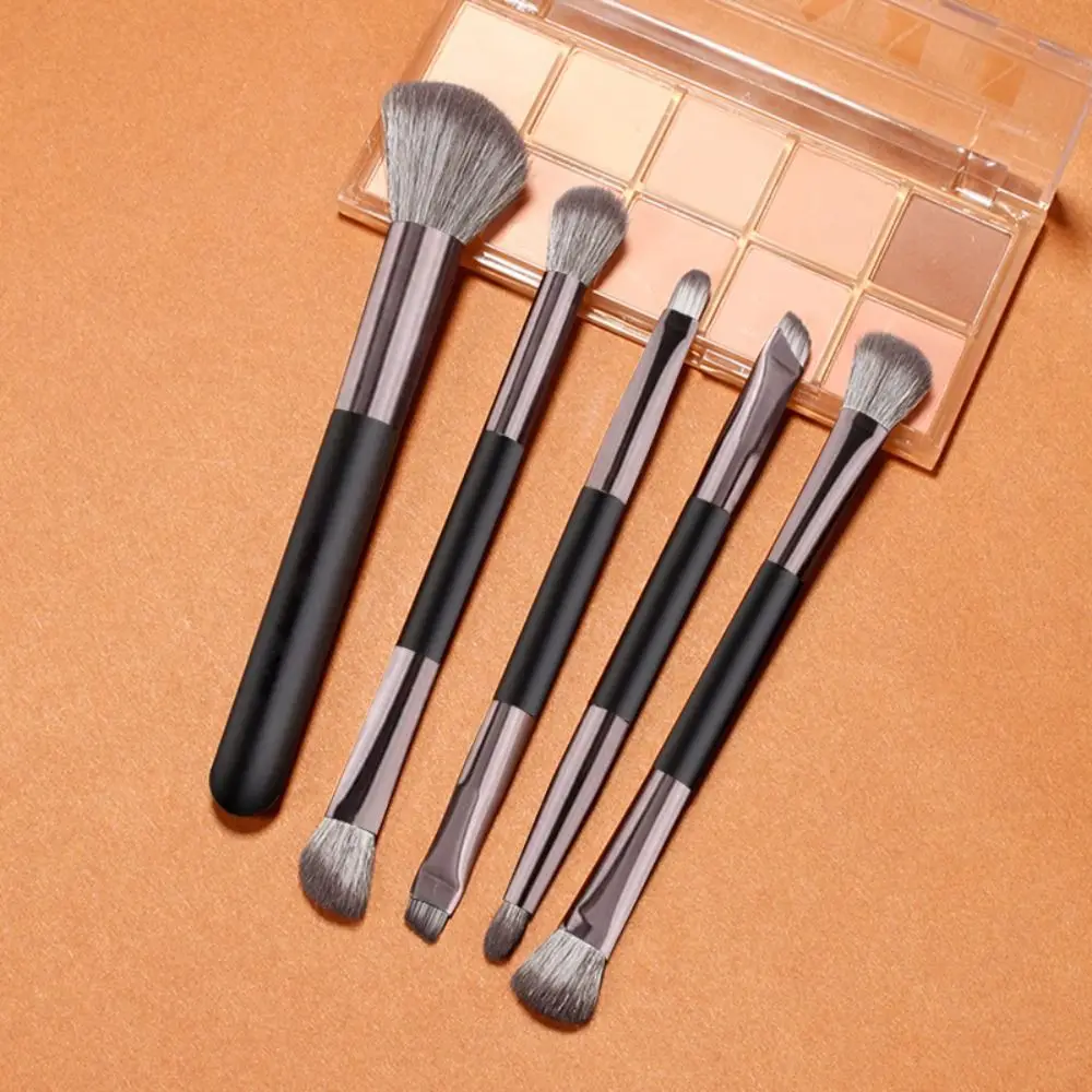 Juego de brochas de sombra de ojos de doble punta, lápiz de cejas, delineador de ojos, juego de brochas de maquillaje de viaje multifunción