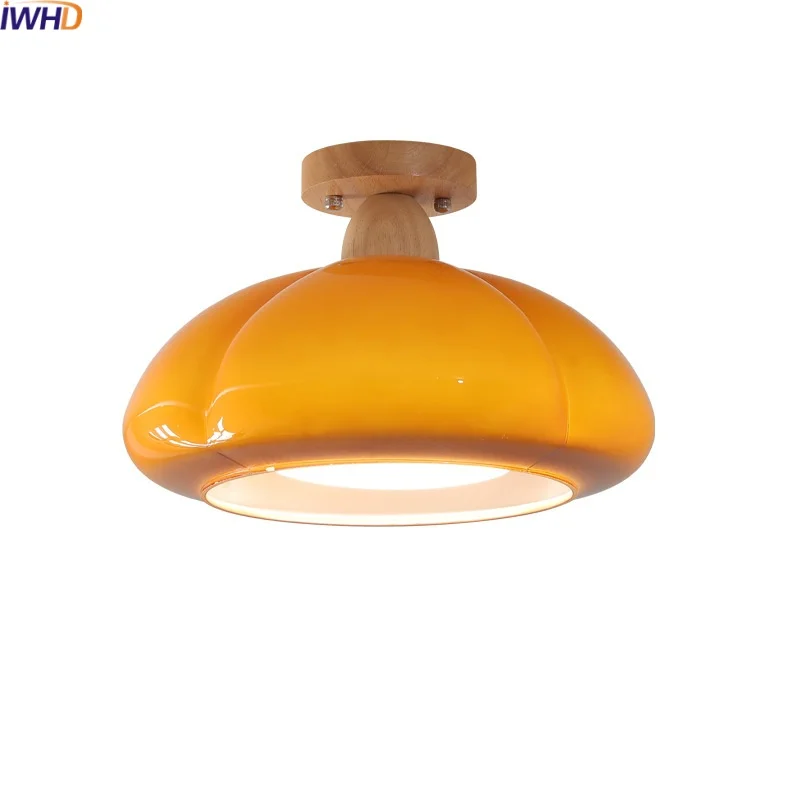 

IWHD Japanese Style LED Ceiling Lamp Pumpkin Glass Kitchen Corridor Balcony Home Lighting Modern Ceiling Lights Fixtures Lustre