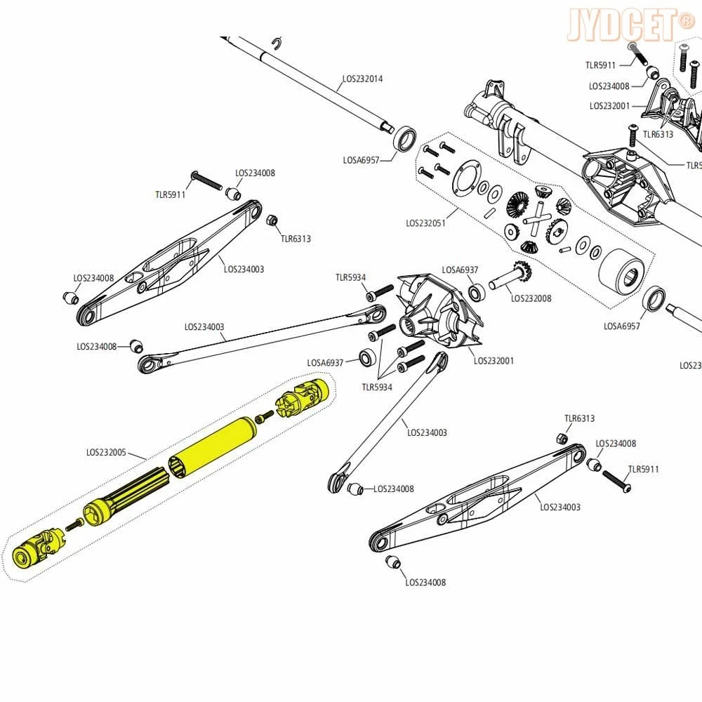 # LOS 232005   Accionamiento del eje de transmisión trasero de acero endurecido CVD para RC 1/10 Team Losi Baja Rock Rey
