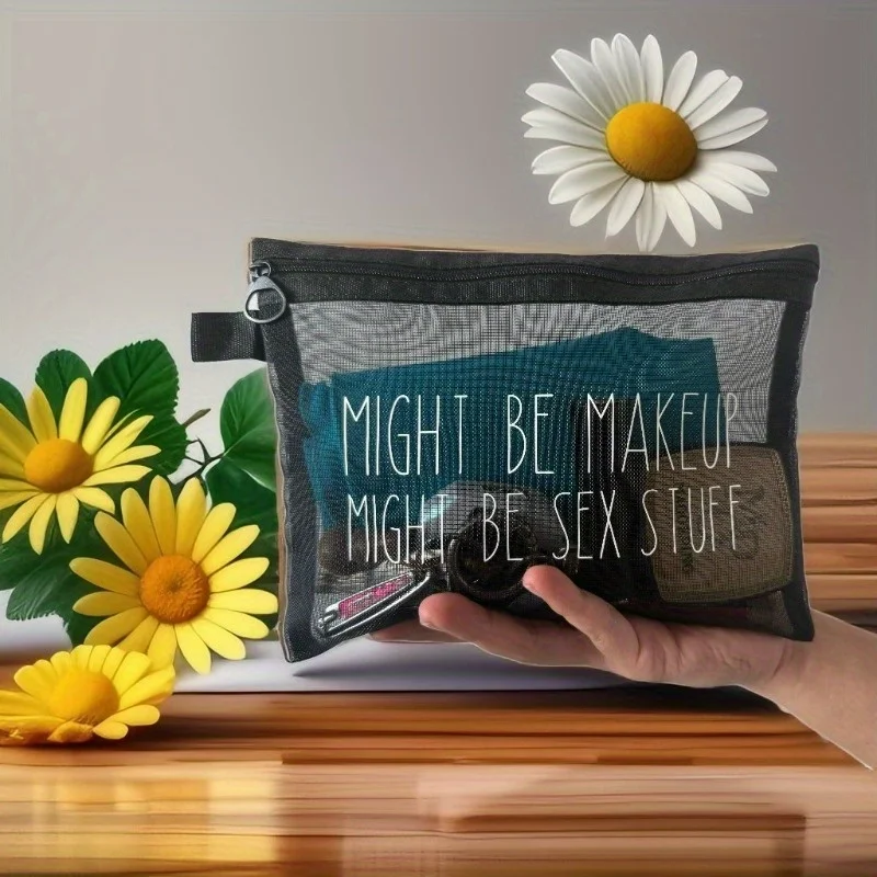 1pc Travel makeup bag, large-capacity transparent mesh storage bag, lipstick storage bag, portable and simple toiletry bag