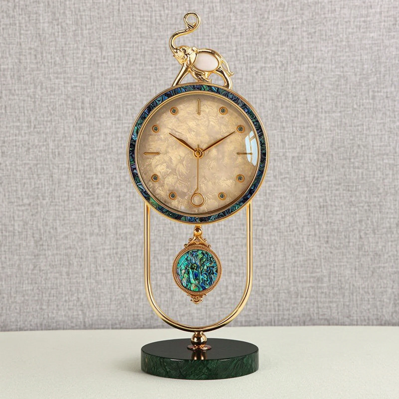 Table Clock with Pendulum Decorative Desk Clock with Pendulum Vintage-Style Gold-Tone for Living Room, Office