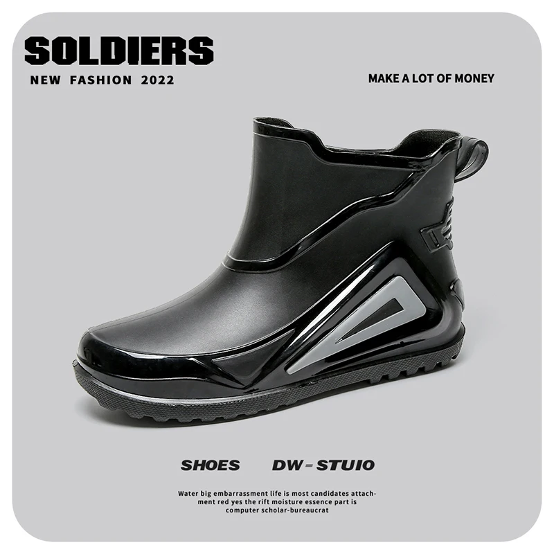 

Мужские ботильоны, модные уличные короткие резиновые сапоги для мужчин, резиновые сапоги на платформе для автомойки, нескользящая мужская водонепроницаемая кухонная рабочая обувь