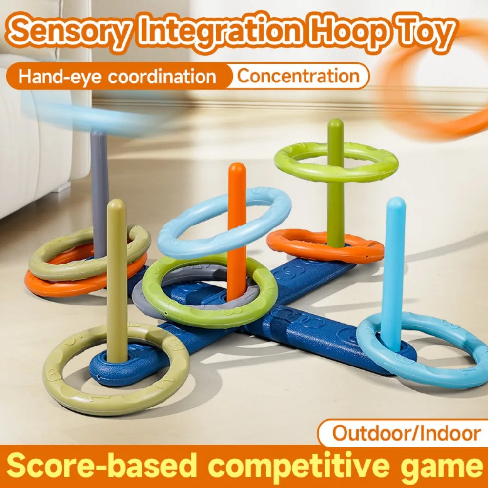 Competitive Scoring Ring Toss Game with Colorful Pegs Active Outdoor Indoor Sports Toy for Children, Random Color and Style