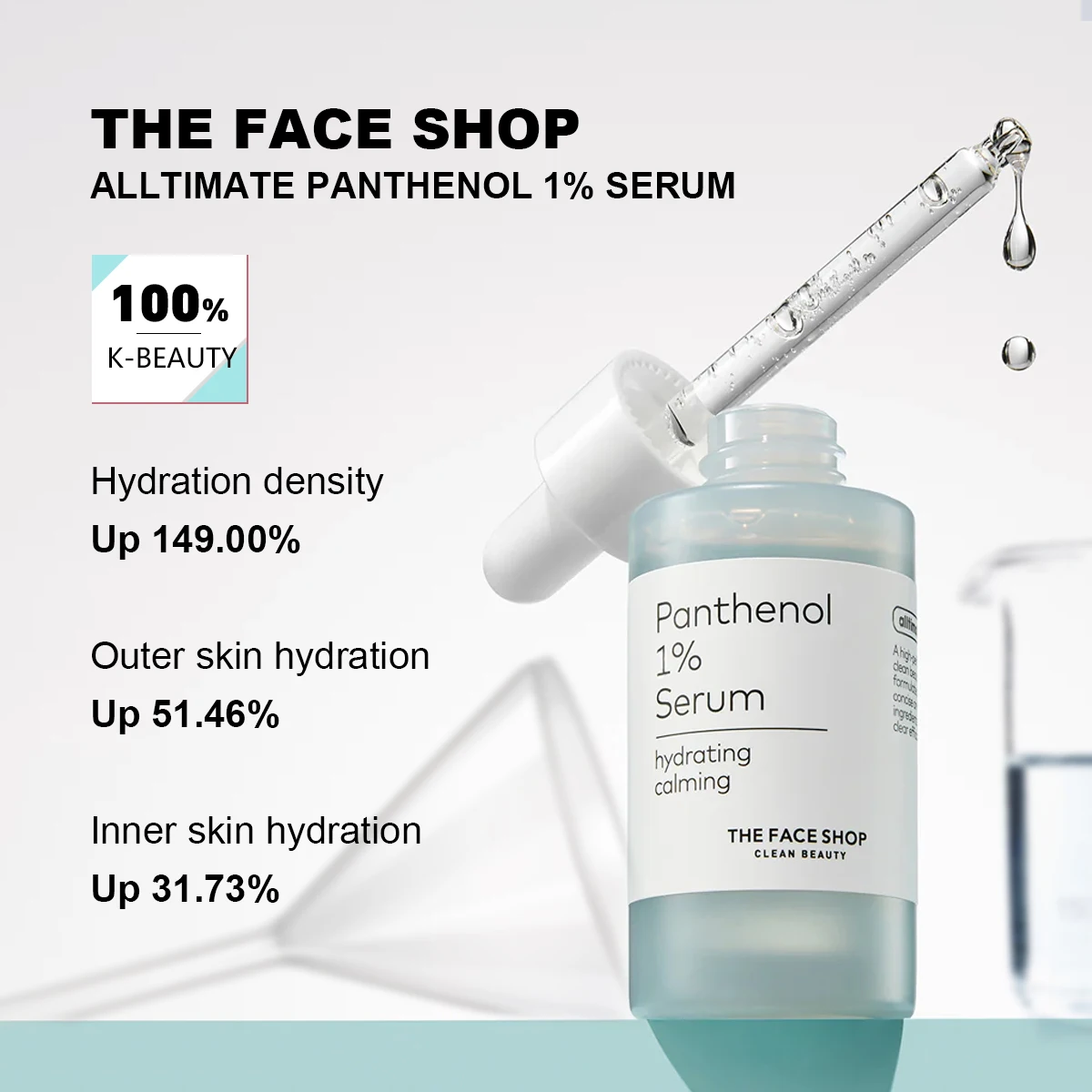 THE FACE SHOP ALLTIMATE PANTHENOL 1% SERUM,Zero Stickiness Refreshing Feel,Sheer Liquid Texture,Korean Skincare,Korean Makeup