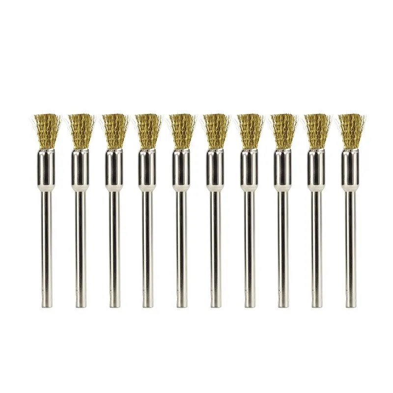 Stainless Steel /Nylon/Brass Polishing Brush Set 10/20pcs 3.0mm Shank Wire Polish Brush For Dremel Rotary Accessories