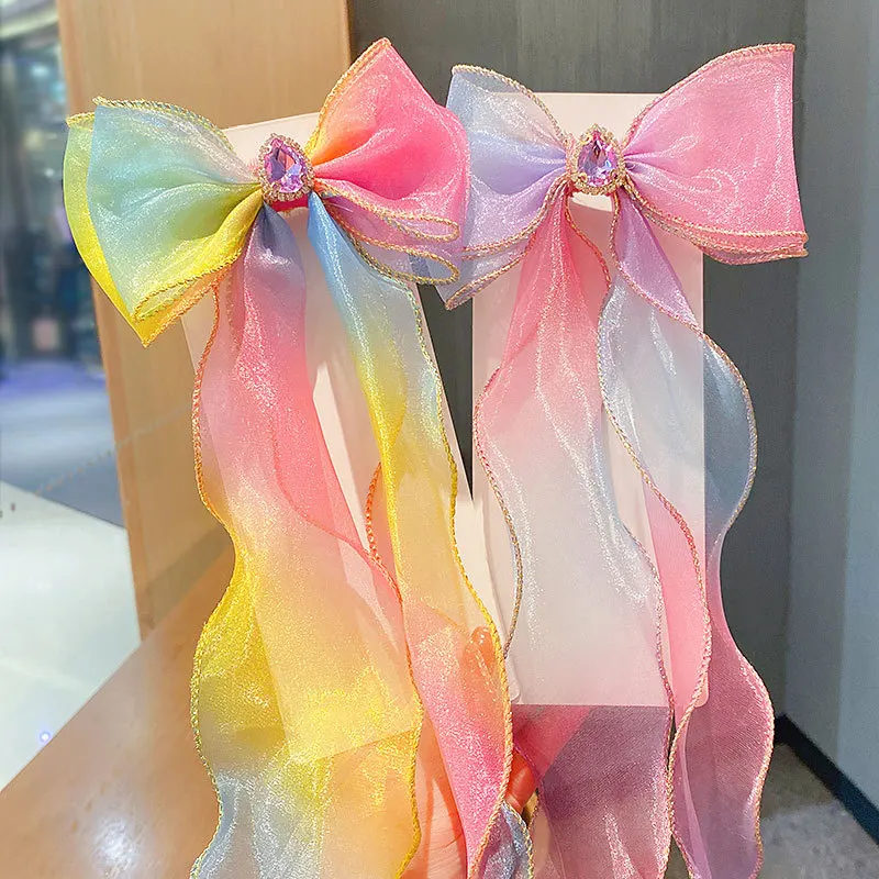 Haarbänder für Kinder, Regenbogen-Schleifen für Mädchen, geflochtene Haarspangen, Kopfschmuck, Prinzessinnen-Pferdeschwänze, Bänder, Haarnadeln – Detail 7