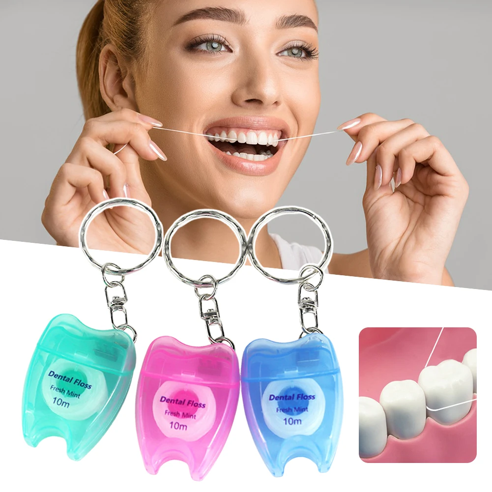 Portable Dental-Floss Keychain 10m Sturdy Quality Dentals Tooth-Floss for Travel Men Women Gums Teeth Cleaning Tool 1pcs