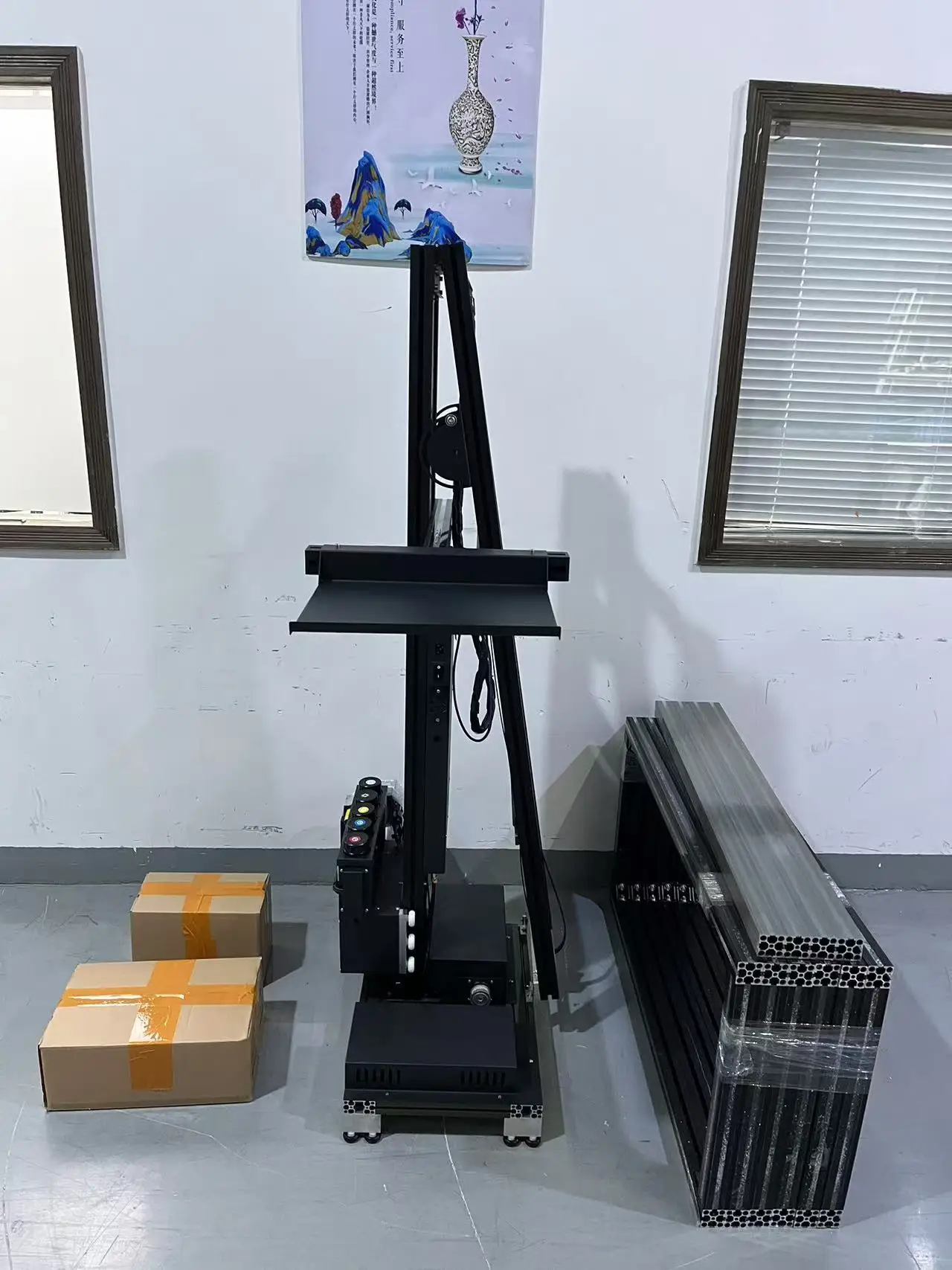 Pintor de pared automático, inyección de tinta UV, efecto 3D CMYKW DX10, cabezal de impresión doble para pintura interior y exterior