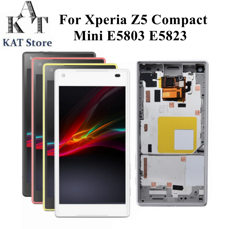 

KAT для Sony Xperia Z5 Compact Mini E5803 E5823 ЖК-дисплей с сенсорным экраном и рамкой, запасные части, замена