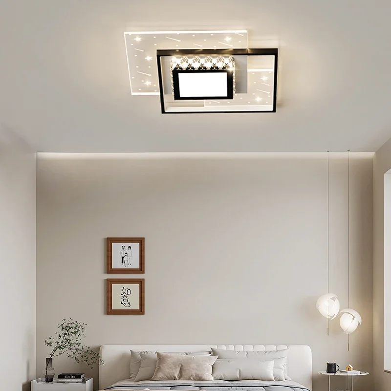 TechHPNew High-end Sparkle Ceiling Lights Living Room Ceiling Light Black White Color Clash Simple