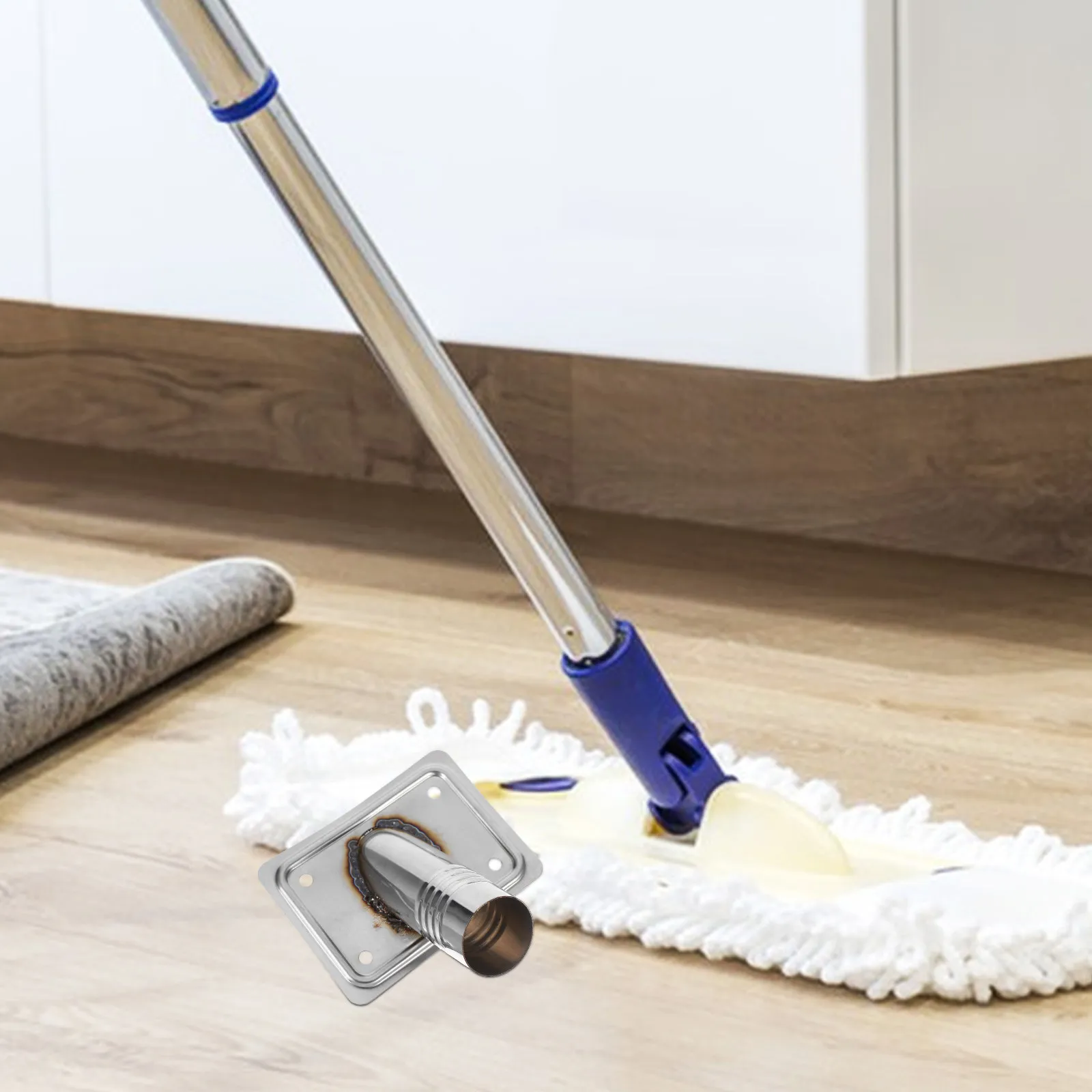 

2 шт. адаптера для швабры из нержавеющей стали с резьбовым наконечником, совместимые с ручками диаметром 25 мм, для домашнего, офисного и коммерческого использования