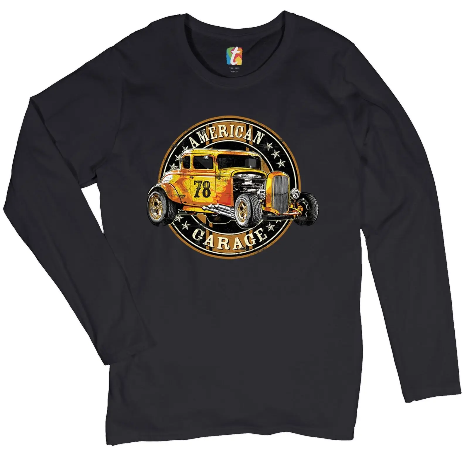 

American Garage Women's Long Sleeve T-shirt Retro Hot Rod Vintage Muscle Car