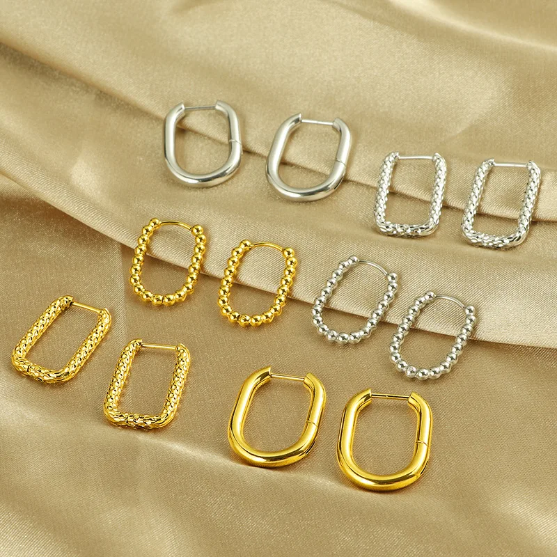 1 Pair Twisted Spiral Small Hoop Earrings for Woman Girls Stainless Steel Fadeless Hypoallergenic Ear Jewelry