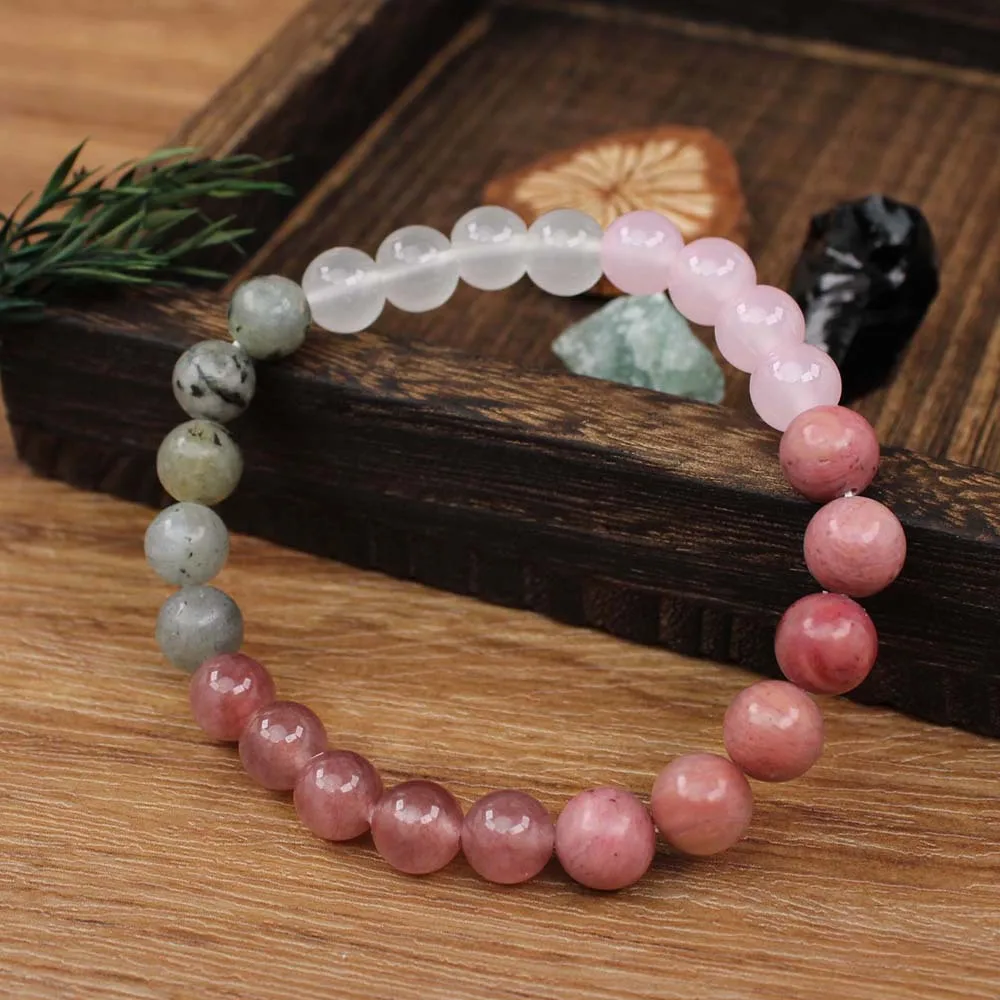 1Pc 8MM Natural Stone Beaded Bracelet For Women Elastic Crystal Beads Chain Bangle Wristband Female Fashion Party Jewelry image 2