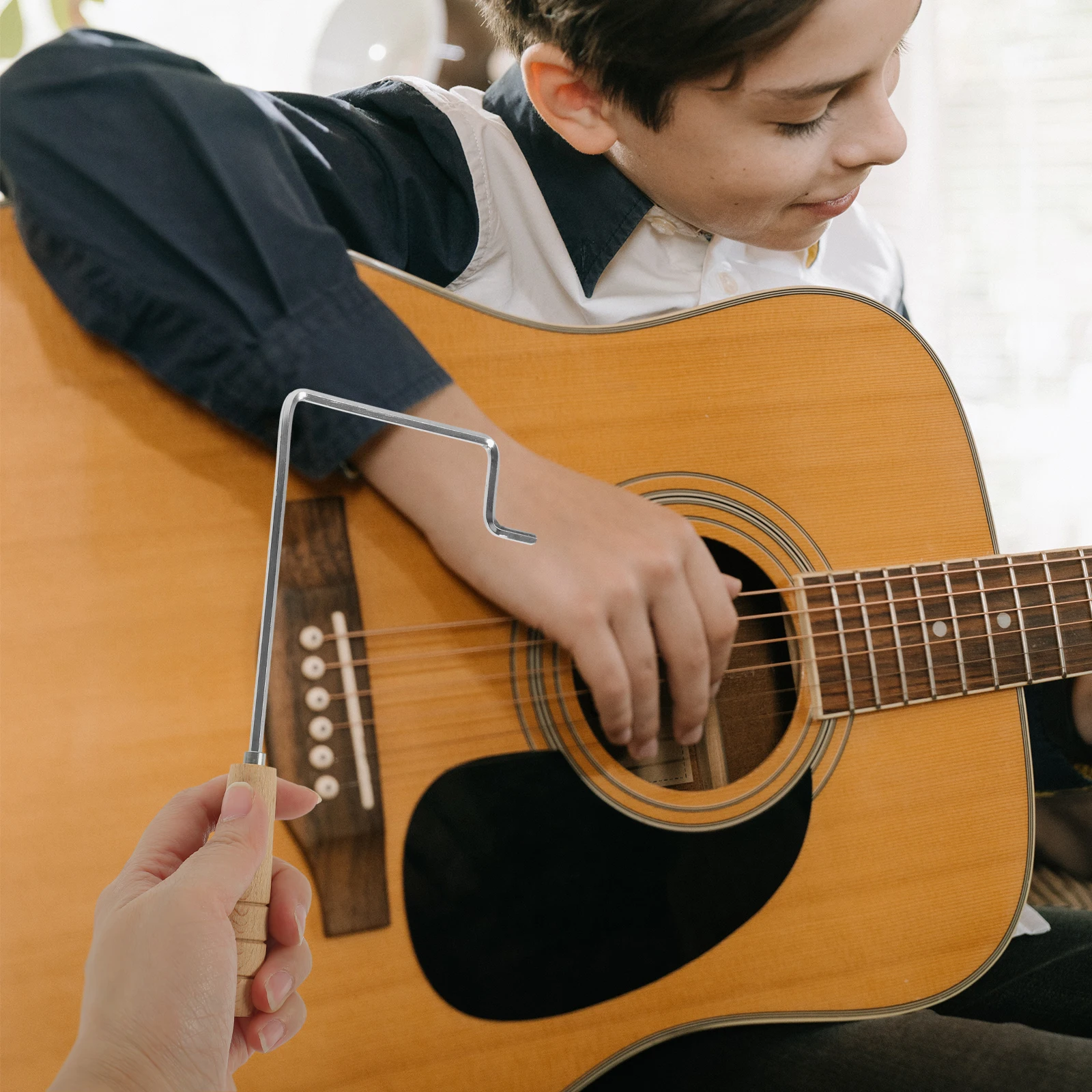 

Truss Rod Wrench 4mm Hex Durable Lightweight Metal Wooden Handle Folk Classical Guitar Adjustment Tool Truss Rod Wrench