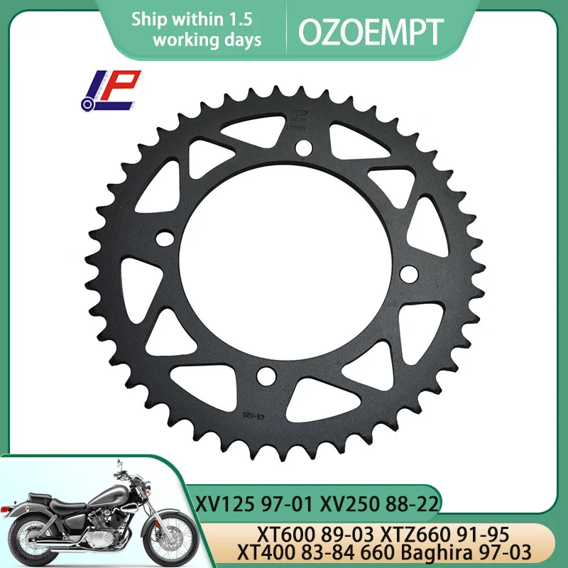 

OZOEMPT 520-45T Motorcycle Rear Sprocket Apply to 660 Baghira 97-03 XV125 97-01 XV250 88-22 XT400 83-84 XT600 89-03 XTZ660 91-95