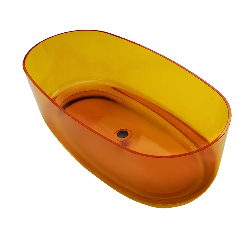 Transparent resin bathtub, independent home small apartment, colorful thick-edged oval, hotel